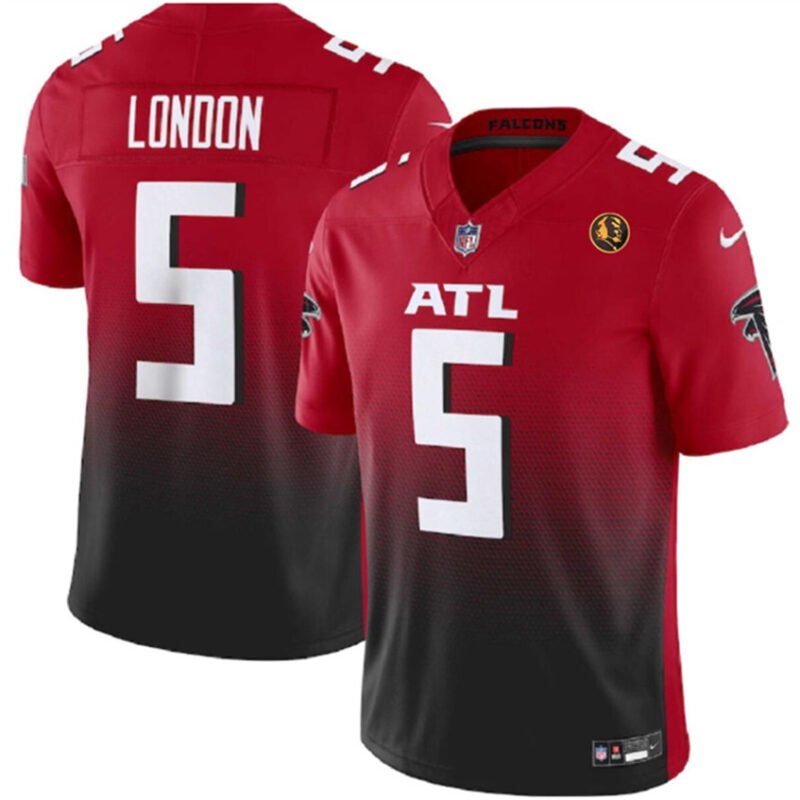 Red/Black Atlanta Falcons #5 Drake London 2023 F.U.S.E. With John Madden Patch Vapor Limited Stitched Football Jersey - AFJ119