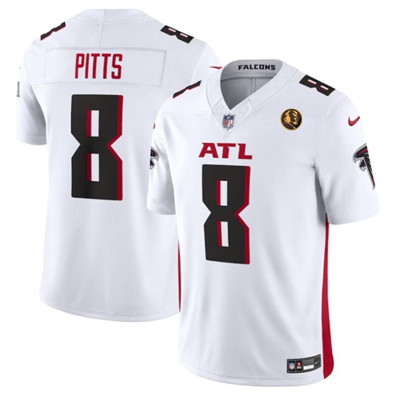 White Atlanta Falcons #8 Kyle Pitts 2023 F.U.S.E. With John Madden Patch Vapor Limited Stitched Football Jersey - AFJ75