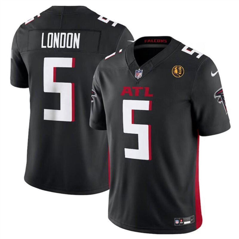 Black Atlanta Falcons #5 Drake London 2023 F.U.S.E. With John Madden Patch Vapor Limited Stitched Football Jersey - AFJ141