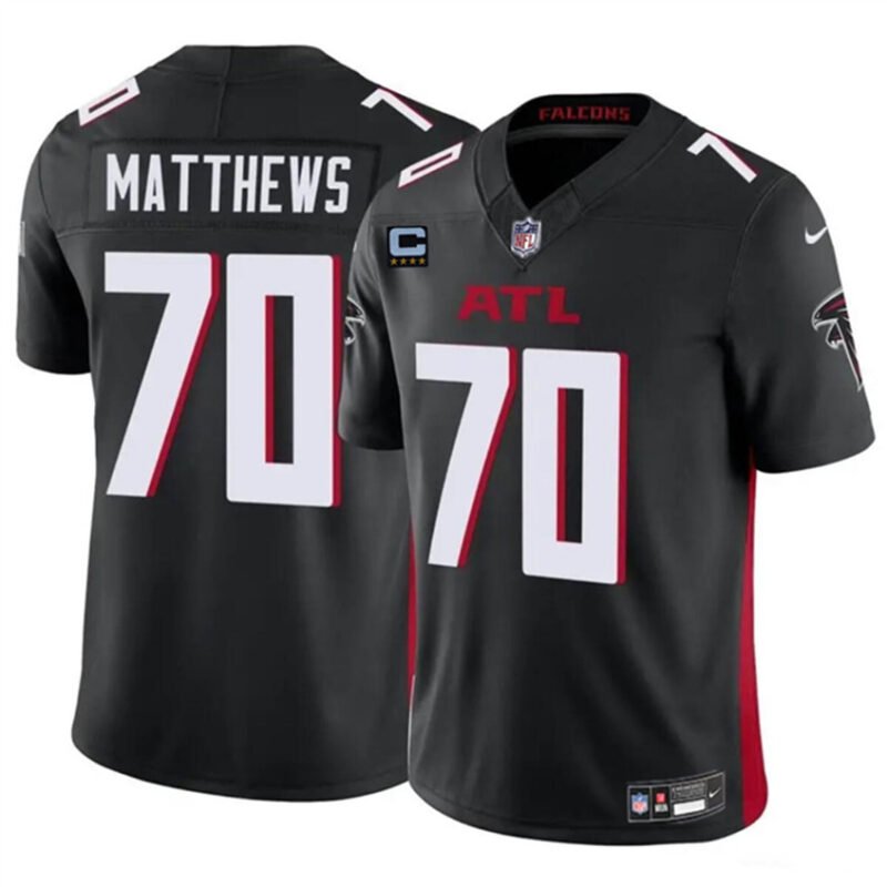 Black Atlanta Falcons #70 Jake Matthews 2024 F.U.S.E With 4-Star C Patch Vapor Untouchable Limited Stitched Football Jersey - AFJ194