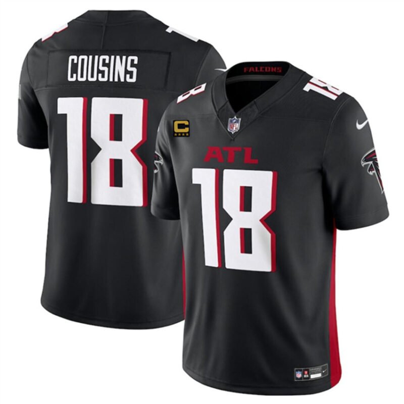 Black Atlanta Falcons #18 Kirk Cousins 2024 F.U.S.E With 4-Star C Patch Vapor Untouchable Limited Stitched Football Jersey - AFJ34