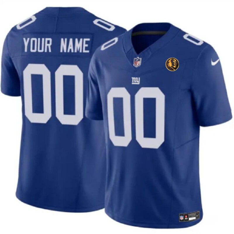 Blue New York Giants Active Player Custom 2023 F.U.S.E. With John Madden Patch Vapor Limited Stitched Football Jersey - NYG258