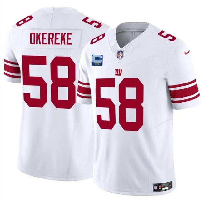 White New York Giants #58 Bobby Okereke 2025 F.U.S.E. With 2-Star C Patch Vapor Untouchable Limited Stitched Jersey - NYG280