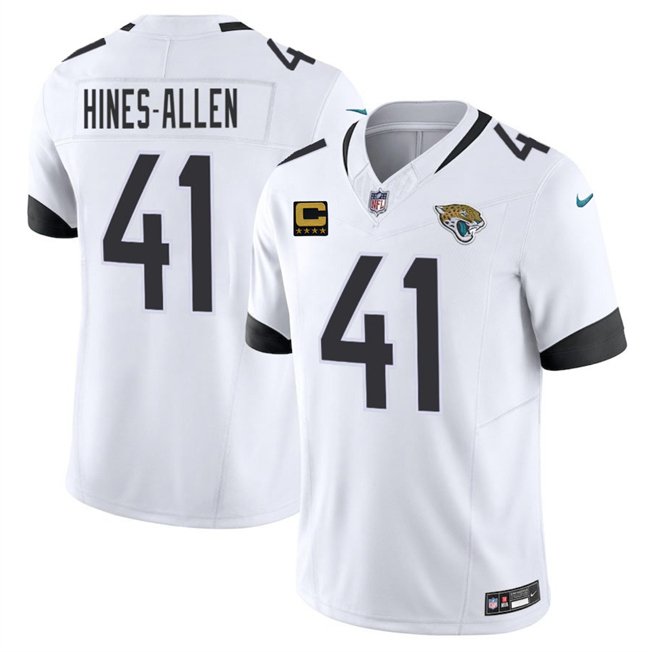 White Jacksonville Jaguars #41 Josh Hines-Allen 2025 F.U.S.E. With 4-Star C Patch Vapor Limited Stitched Football Jersey - JVG161