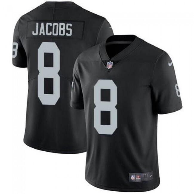 Black Las Vegas Raiders #8 Josh Jacobs Vapor Limited Stitched Jersey - LVR07