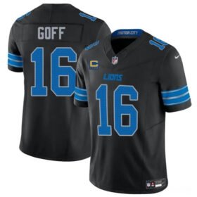 Black Detroit Lions #16 Jared Goff 2024 F.U.S.E. With 4-Star C Patch 2nd Alternate Vapor Limited Stitched Jersey - DTL103