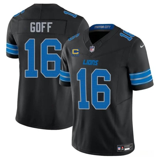 Black Detroit Lions #16 Jared Goff 2024 F.U.S.E. With 4-Star C Patch 2nd Alternate Vapor Limited Stitched Jersey - DTL103