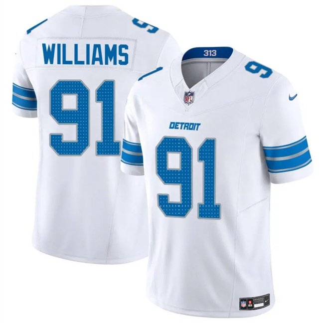 White Detroit Lions #91 Tyleik Williams 2025 F.U.S.E. Vapor Limited Stitched Jersey - DTL83