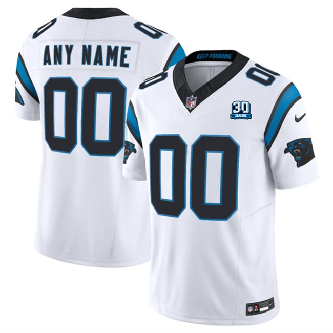 White Carolina Panthers Active Player Custom 2024 30th Anniversary Patch F.U.S.E. Vapor Limited Stitched Football Jersey - CPJ40