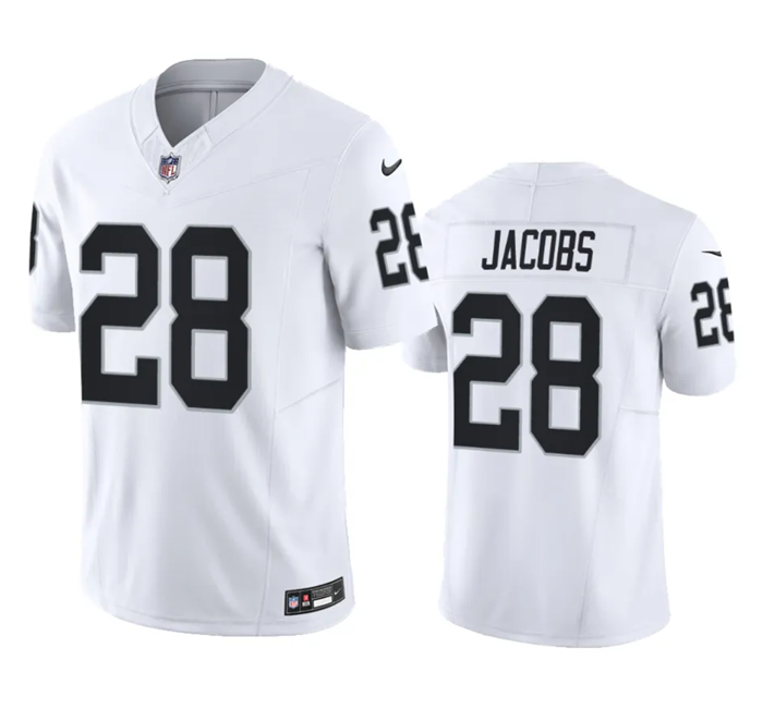 White Las Vegas Raiders #28 Josh Jacobs 2023 F.U.S.E Vapor Untouchable Stitched Football Jersey - LVR58