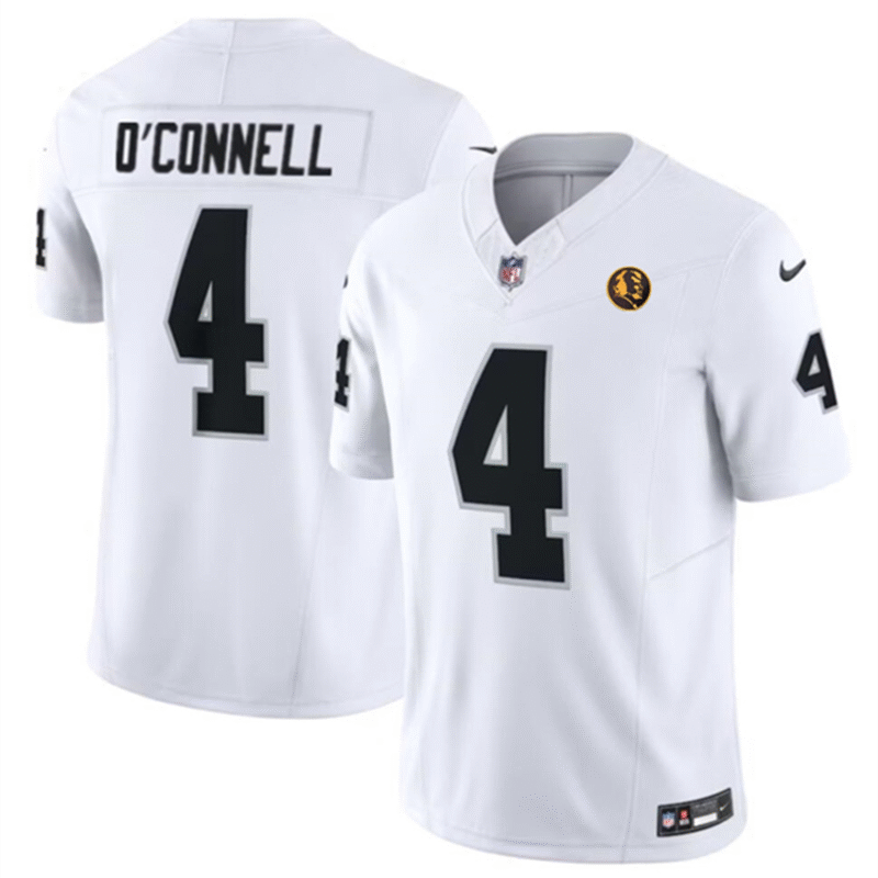 White Las Vegas Raiders #4 Aidan O'Connell 2023 F.U.S.E. With John Madden Patch Vapor Limited Stitched Football Jersey - LVR130