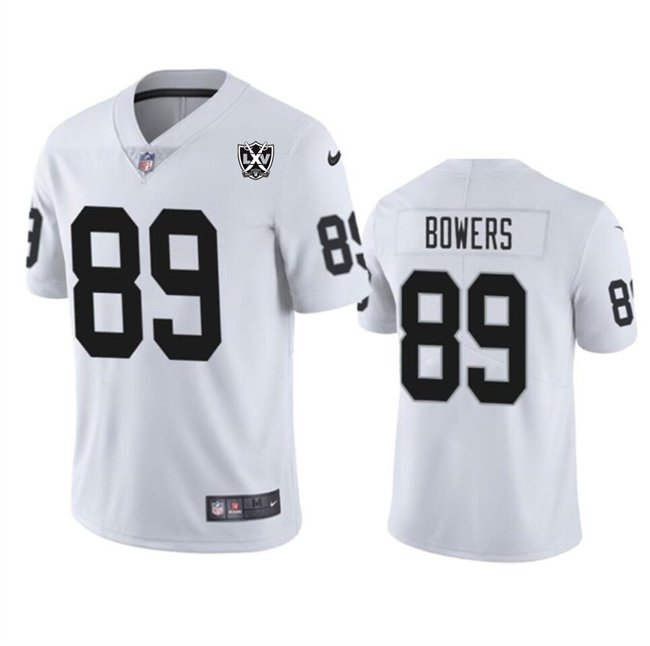 White Las Vegas Raiders #89 Brock Bowers 2024 65th Anniversary Patch Vapor Stitched Football Jersey - LVR98