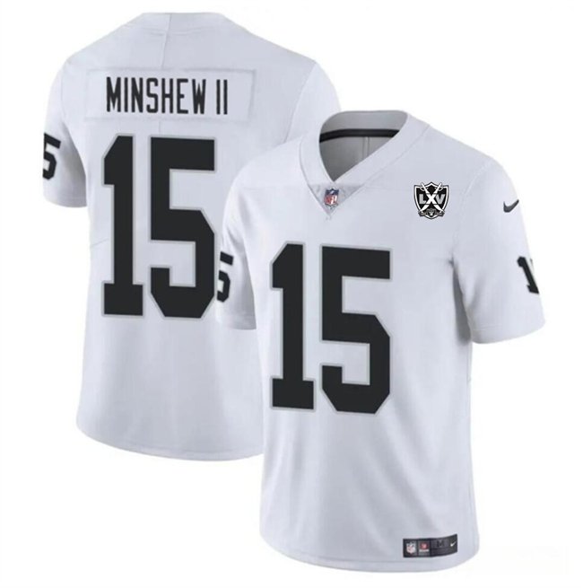 White Las Vegas Raiders #15 Gardner Minshew II 2024 65th Anniversary Patch Vapor Stitched Football Jersey - LVR216