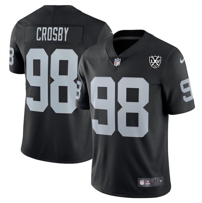 Black Las Vegas Raiders #98 Maxx Crosby 2024 65th Anniversary Patch Vapor Stitched Football Jersey - LVR191