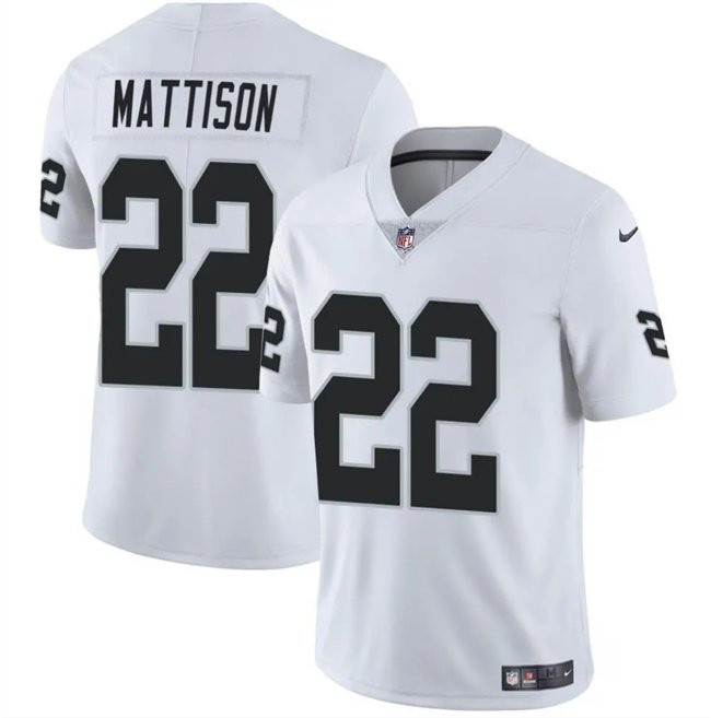 White Las Vegas Raiders #22 Alexander Mattison 2024 Vapor Stitched Football Jersey - LVR139
