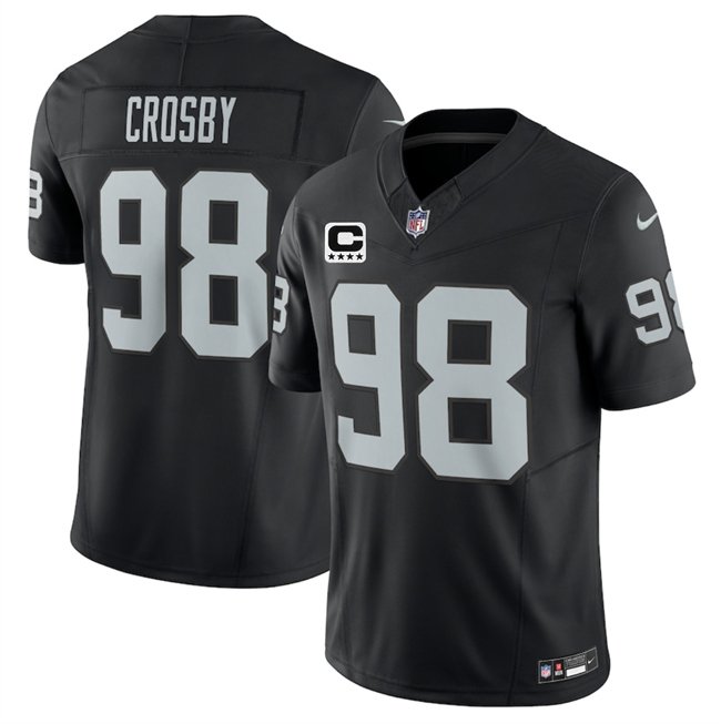 Black Las Vegas Raiders #98 Maxx Crosby 2025 F.U.S.E. With 4-Star C Patch Vapor Untouchable Limited Stitched Football Jersey - LVR221