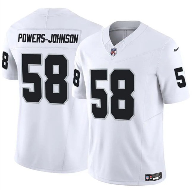 White Las Vegas Raiders #58 Jackson Powers-Johnson 2025 F.U.S.E. Vapor Untouchable Limited Stitched Football Jersey - LVR263