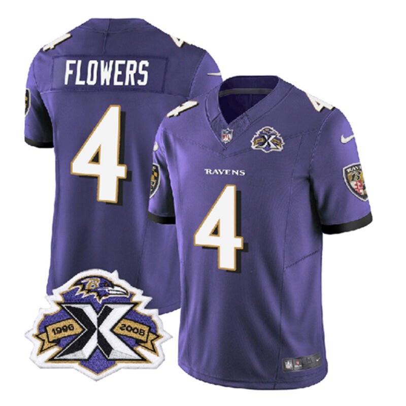 Purple Baltimore Ravens #4 Zay Flowers 2023 F.U.S.E With Patch Throwback Vapor Limited Jersey - BRJ25