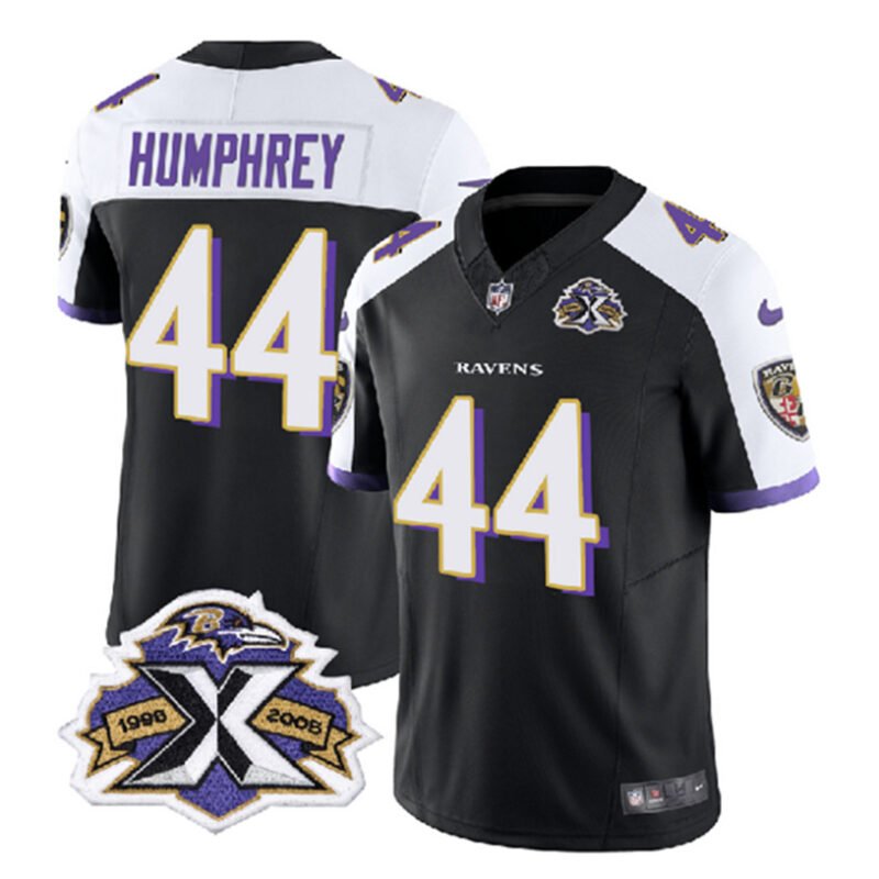 Black/White Baltimore Ravens #44 Marlon Humphrey 2023 F.U.S.E With Patch Throwback Vapor Limited Jersey - BRJ70
