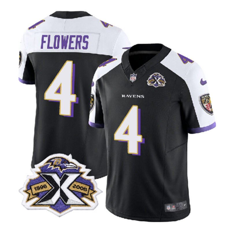 Black/White Baltimore Ravens #4 Zay Flowers 2023 F.U.S.E With Patch Throwback Vapor Limited Jersey - BRJ150