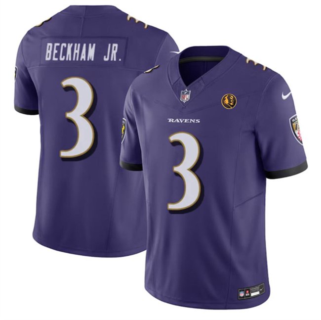 Purple Baltimore Ravens #3 Odell Beckham Jr. 2023 F.U.S.E. With John Madden Patch Vapor Limited Football Jersey - BRJ296