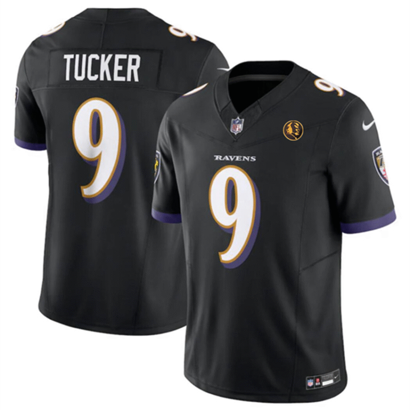 Black Baltimore Ravens #9 Justin Tucker 2023 F.U.S.E. With John Madden Patch Vapor Limited Stitched Football Jersey - BRJ22