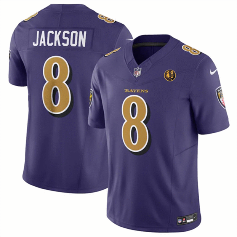 Purple Baltimore Ravens #8 Lamar Jackson 2023 F.U.S.E. With John Madden Patch Vapor Limited Stitched Football Jersey - BRJ245