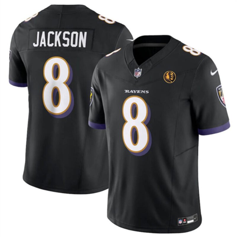 Black Baltimore Ravens #8 Lamar Jackson 2023 F.U.S.E. With John Madden Patch Vapor Limited Football Jersey - BRJ119