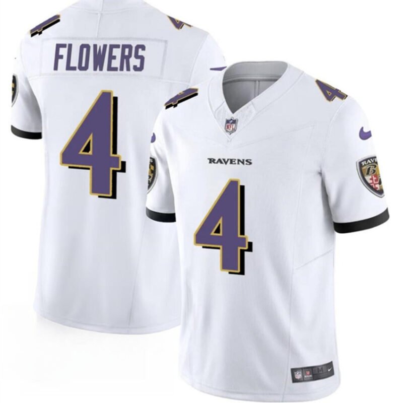 White Baltimore Ravens #4 Zay Flowers 2023 F.U.S.E. Vapor Limited Football Jersey - BRJ109