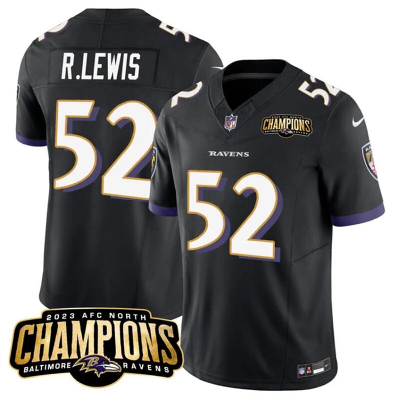 Black Baltimore Ravens #52 Ray Lewis 2023 F.U.S.E. AFC North Champions Vapor Limited Football Jersey - BRJ207