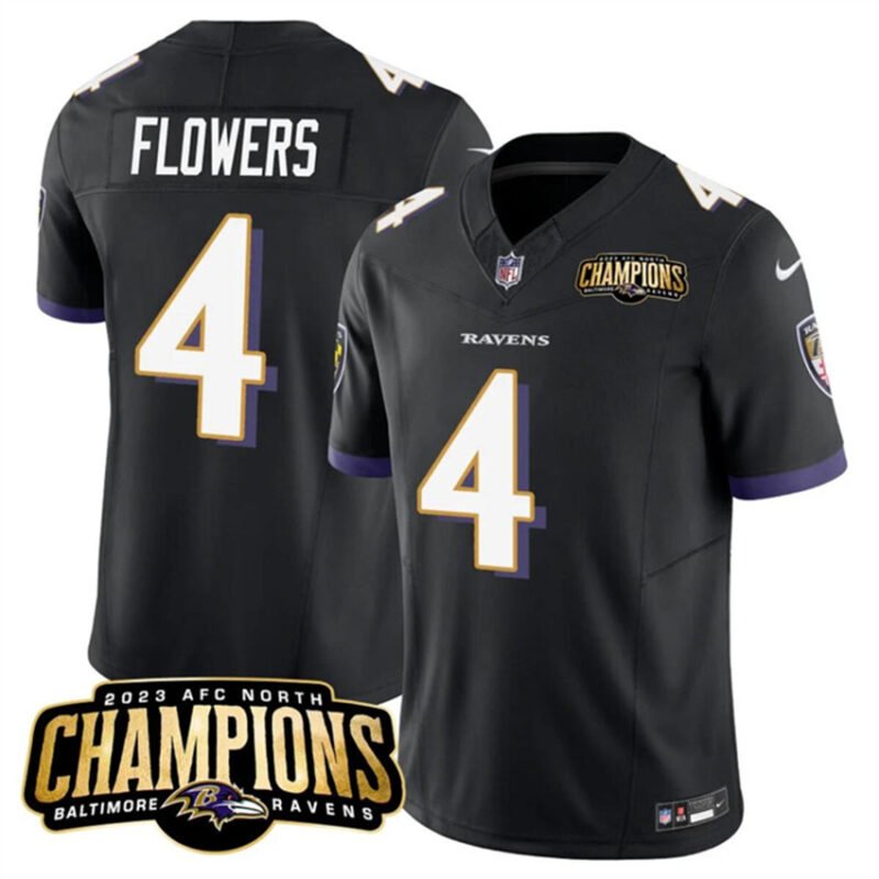Black Baltimore Ravens #4 Zay Flowers 2023 F.U.S.E. AFC North Champions Vapor Limited Football Jersey - BRJ38