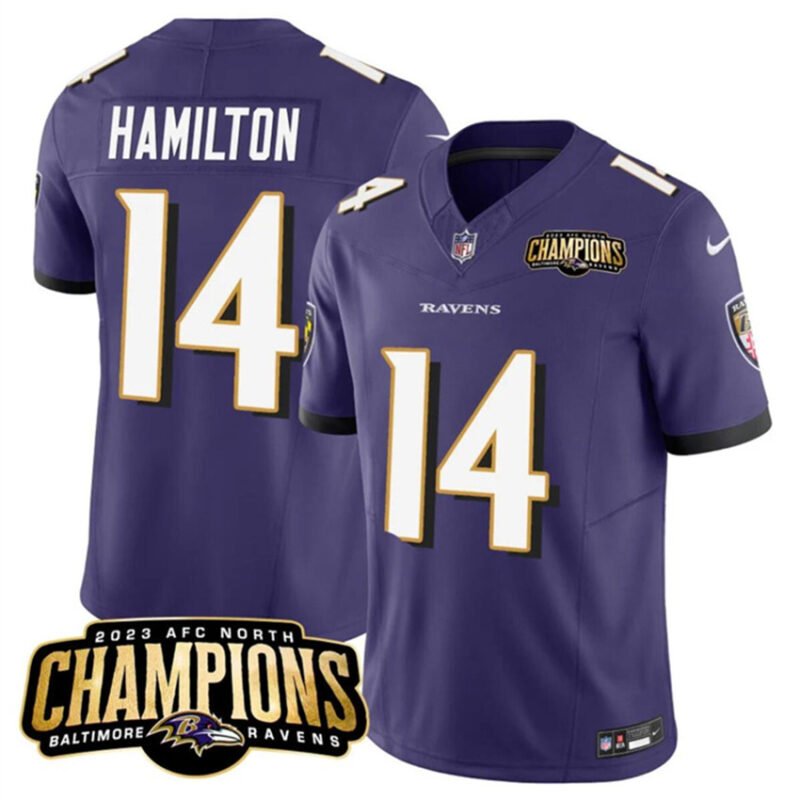 Purple Baltimore Ravens #14 Kyle Hamilton 2023 F.U.S.E. AFC North Champions Vapor Limited Football Jersey - BRJ33