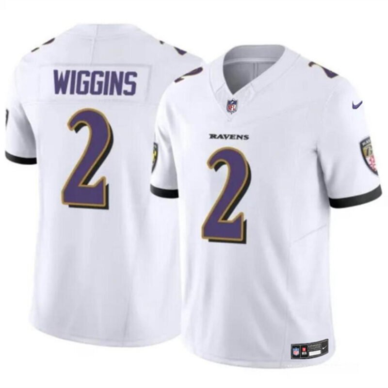 White Baltimore Ravens #2 Nate Wiggins 2024 Draft F.U.S.E Vapor Limited Football Jersey - BRJ173