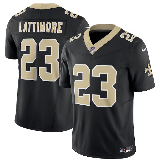 Black New Orleans Saints #23 Marshon Lattimore 2023 F.U.S.E. Vapor Untouchable Limited Stitched Jersey - NOS114