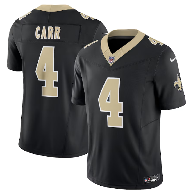 Black New Orleans Saints #4 Derek Carr 2023 F.U.S.E. Vapor Untouchable Limited Stitched Football Jersey - NOS137