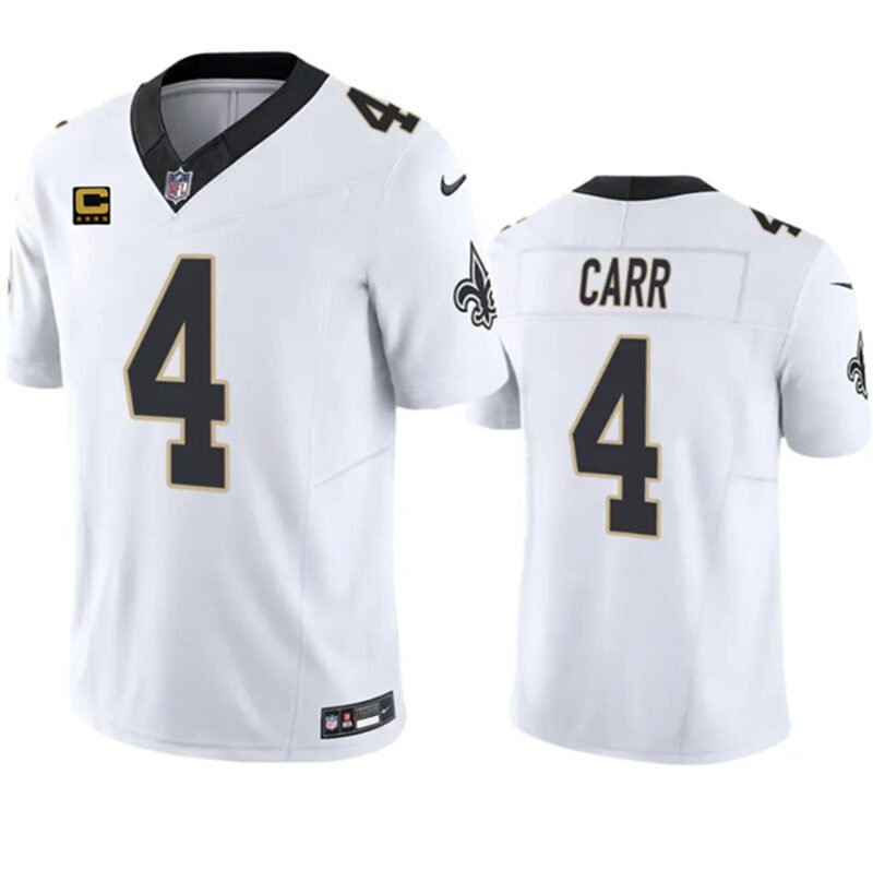 White New Orleans Saints #4 Derek Carr 2023 F.U.S.E. With 4-Star C Patch Vapor Untouchable Limited Stitched Jersey - NOS204