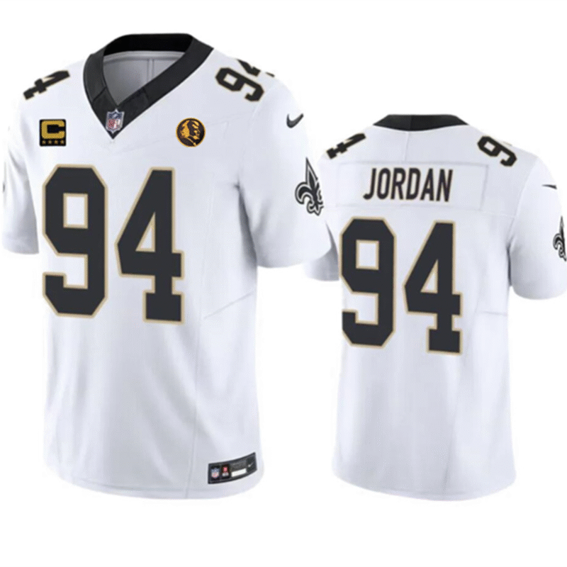 White New Orleans Saints #94 Cameron Jordan 2023 F.U.S.E. With 4-Star C Patch And John Madden Patch Vapor Limited Stitched Football Jersey - NOS189
