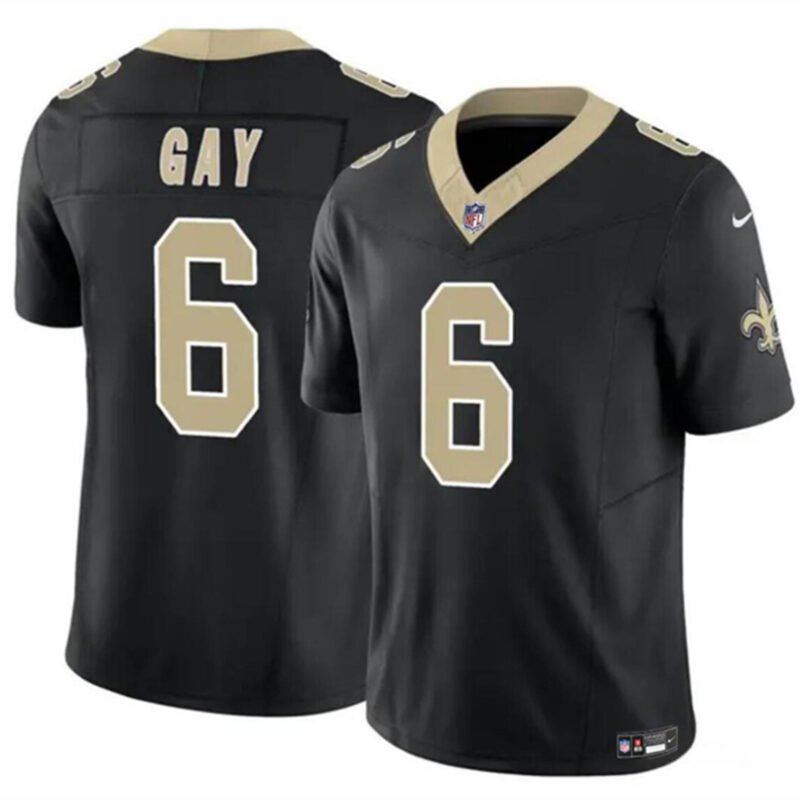Black New Orleans Saints #6 Willie Gay 2023 F.U.S.E. Vapor Limited Stitched Football Jersey - NOS203