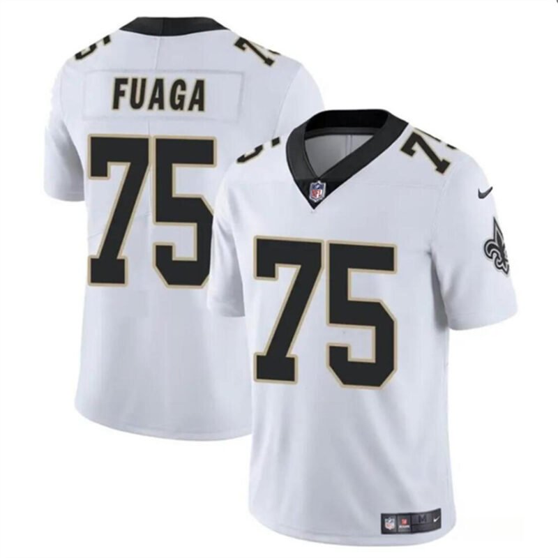 White New Orleans Saints #75 Taliese Fuaga 2024 Draft Vapor Limited Stitched Football Jersey - NOS90