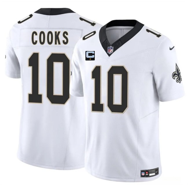White New Orleans Saints #10 Brandin Cooks 2025 F.U.S.E With 1-Star C Patch Vapor Limited Stitched Football Jersey - NOS17