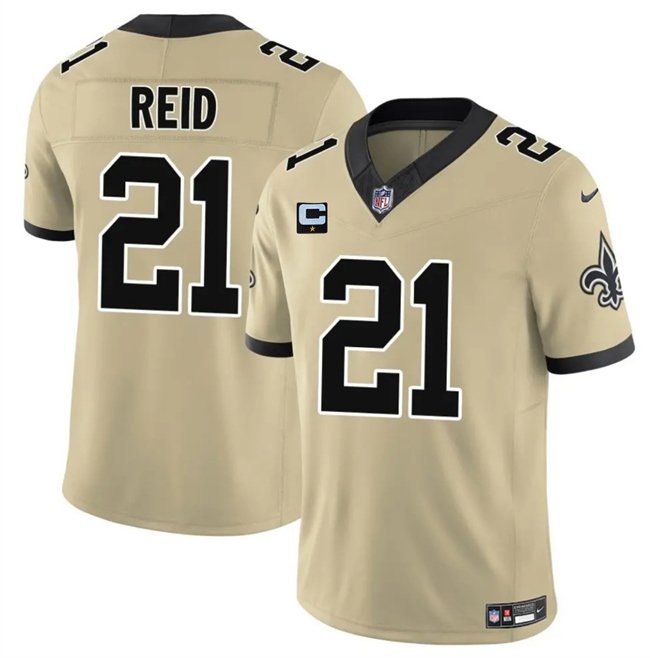 Gold New Orleans Saints #21 Justin Reid 2025 F.U.S.E. With 1-Star C Patch Alternate Vapor Limited Stitched Football Jersey - NOS09