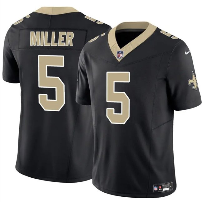 Black New Orleans Saints #5 Kendre Miller 2025 F.U.S.E Vapor Limited Stitched Football Jersey - NOS235