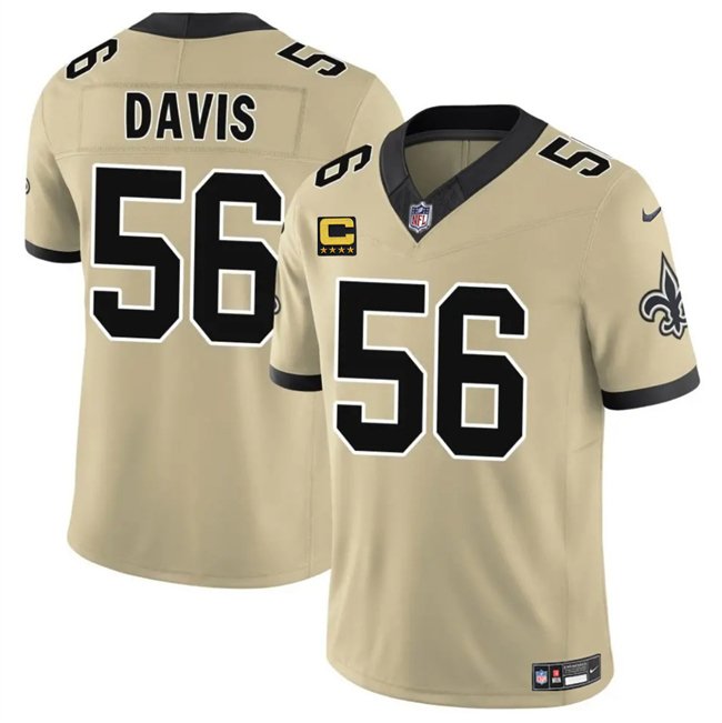 Gold New Orleans Saints #56 DeMario Davis 2025 F.U.S.E. With 4-Star C Patch Alternate Vapor Limited Stitched Football Jersey - NOS285