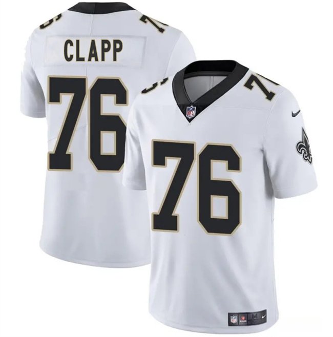 White New Orleans Saints #76 Will Clapp 2025 Vapor Limited Stitched Football Jersey - NOS255