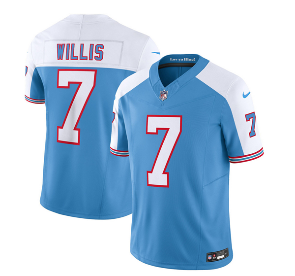 Blue/White Tennessee Titans #7 Malik Willis 2023 F.U.S.E. Vapor Limited Throwback Stitched Football Jersey - TNT258