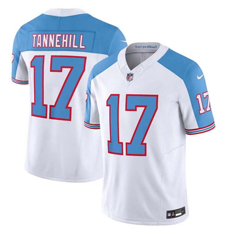 White/Blue Tennessee Titans #17 Ryan Tannehill 2023 F.U.S.E. Vapor Limited Throwback Stitched Football Jersey - TNT73