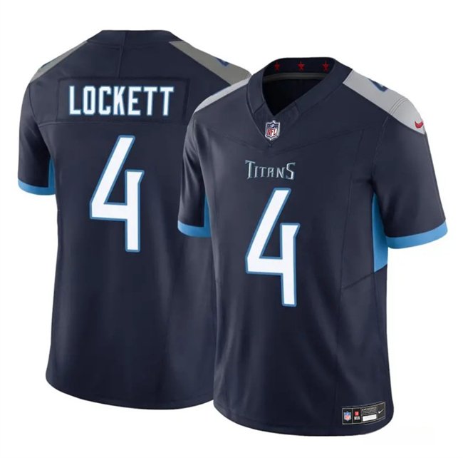 Navy Tennessee Titans #4 Tyler Lockett 2025 F.U.S.E. Vapor Limited Stitched Football Jersey - TNT108