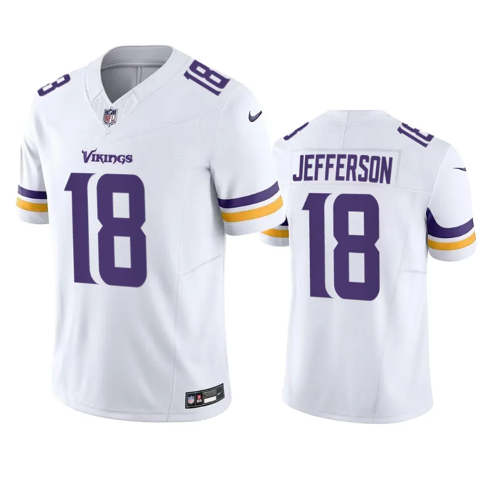 White Minnesota Vikings #18 Justin Jefferson 2023 F.U.S.E. Vapor Untouchable Stitched Jersey - MVJ66