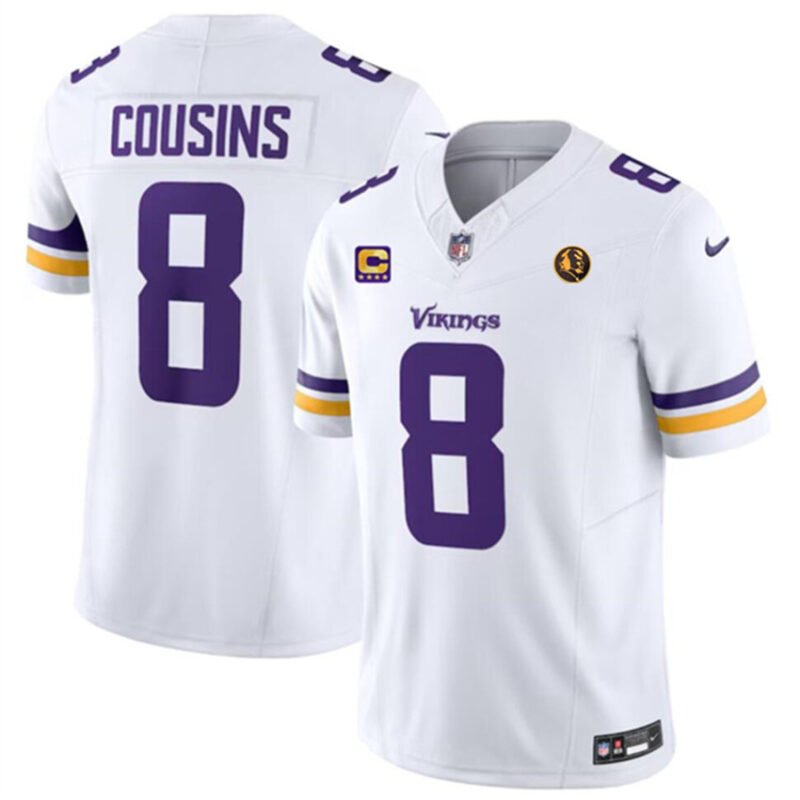 White Minnesota Vikings #8 Kirk Cousins 2023 F.U.S.E. With With 4-star C Patch And John Madden Patch Vapor Limited Stitched Football Jersey - MVJ44