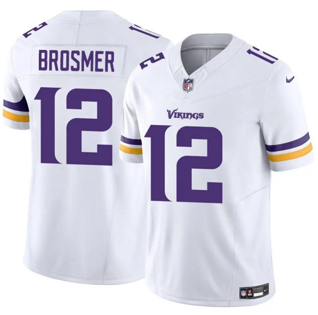 White Minnesota Vikings #12 Max Brosmer 2025 F.U.S.E. Vapor Untouchable Limited Stitched Jersey - MVJ29